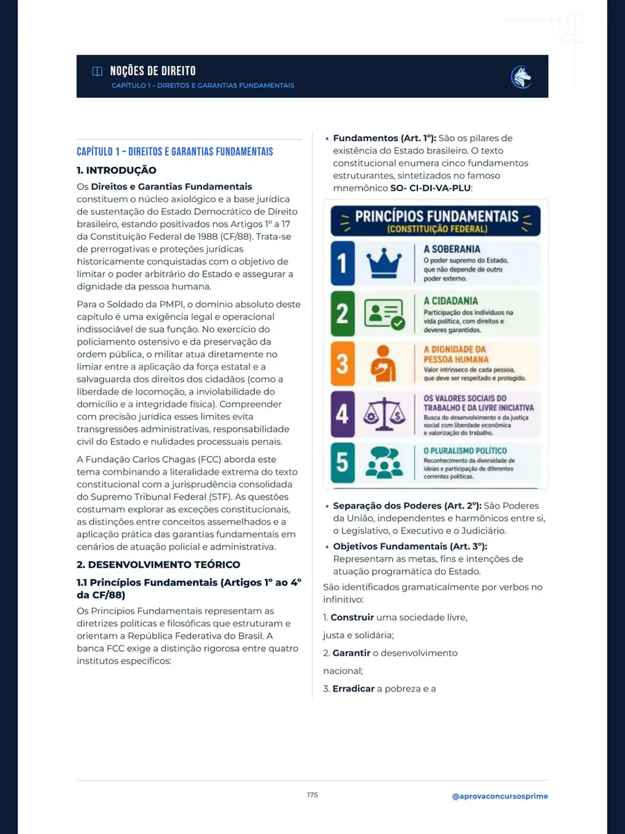 Página de Noções de Direito do material