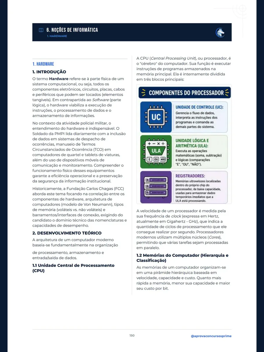 Página de Noções de Informática do material