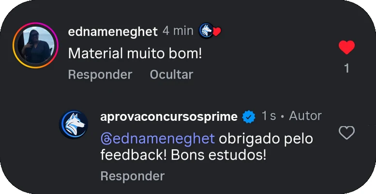 Mensagem de aluno elogiando a didática do material