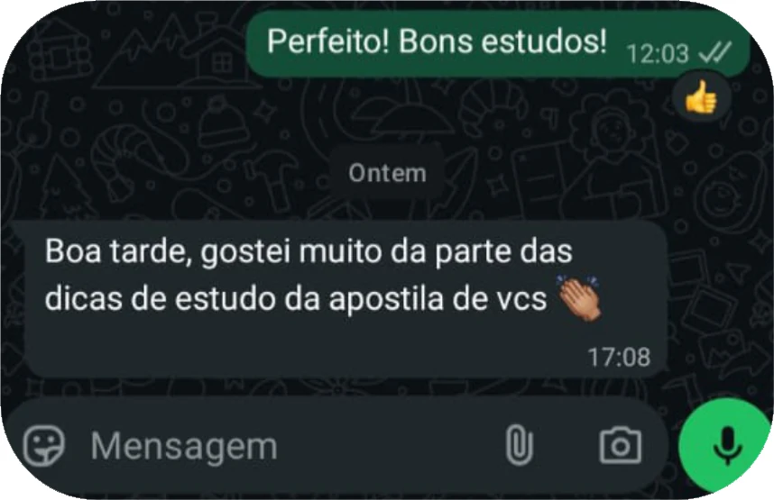 Mensagem de aluno sobre as questões comentadas