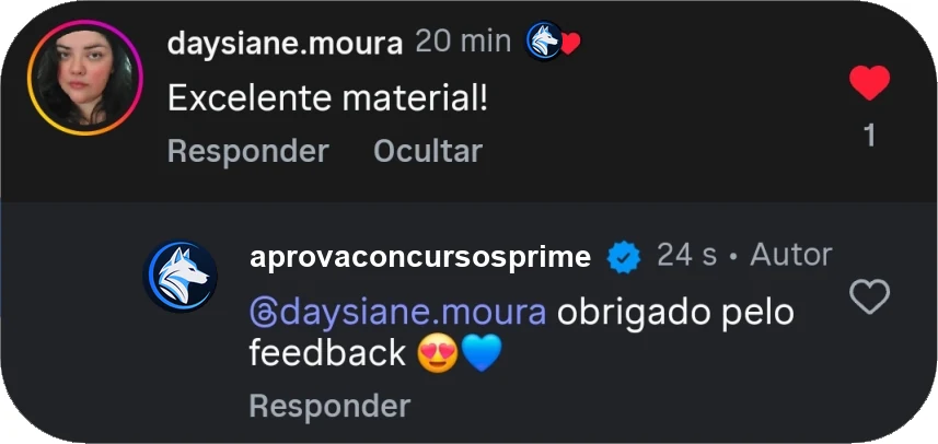 Mensagem de aluno recomendando o preparatório