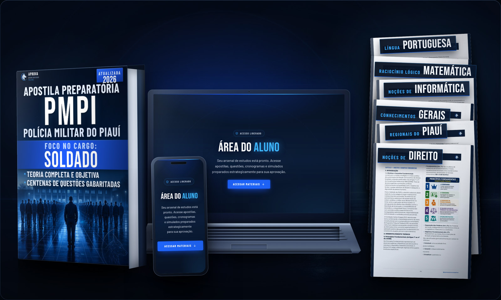 Material preparatório PMPI 2026 da Aprova Concursos Prime